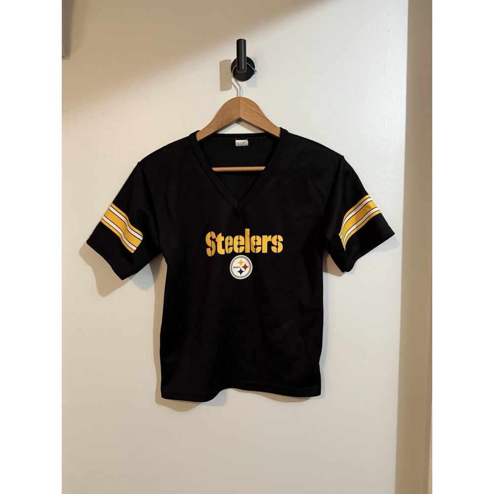 FRANKLIN PITTSBURGH STEELERS FOOTBALL JERSEY SIZE BOYS MED (NO NAME) BLACK GOLD